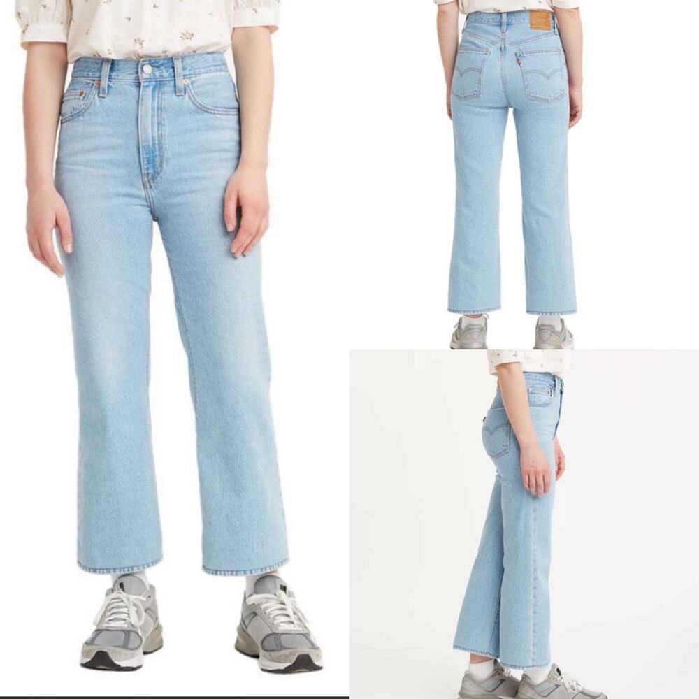 NWT Levi’s Math Club Flare High Rise Crop Jeans Denim in Light Wash Size 30